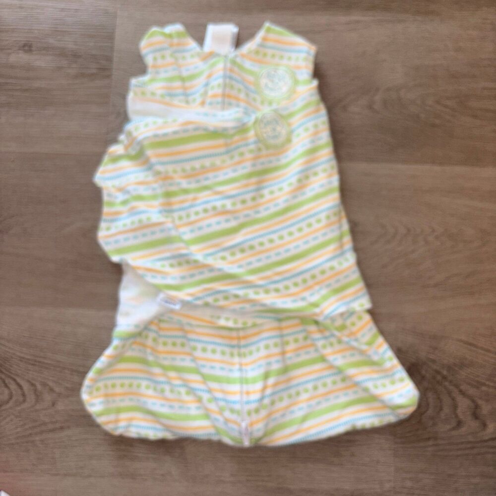 Halo SleepSack Swaddle Green/Wht/Orange Geometric 100% Cotton Knit - Newborn